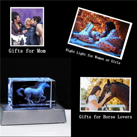 Horse Gifts for Girls Women Horse Lovers Horse Stuff Glass Figurine Decor - Picture 4 of 7